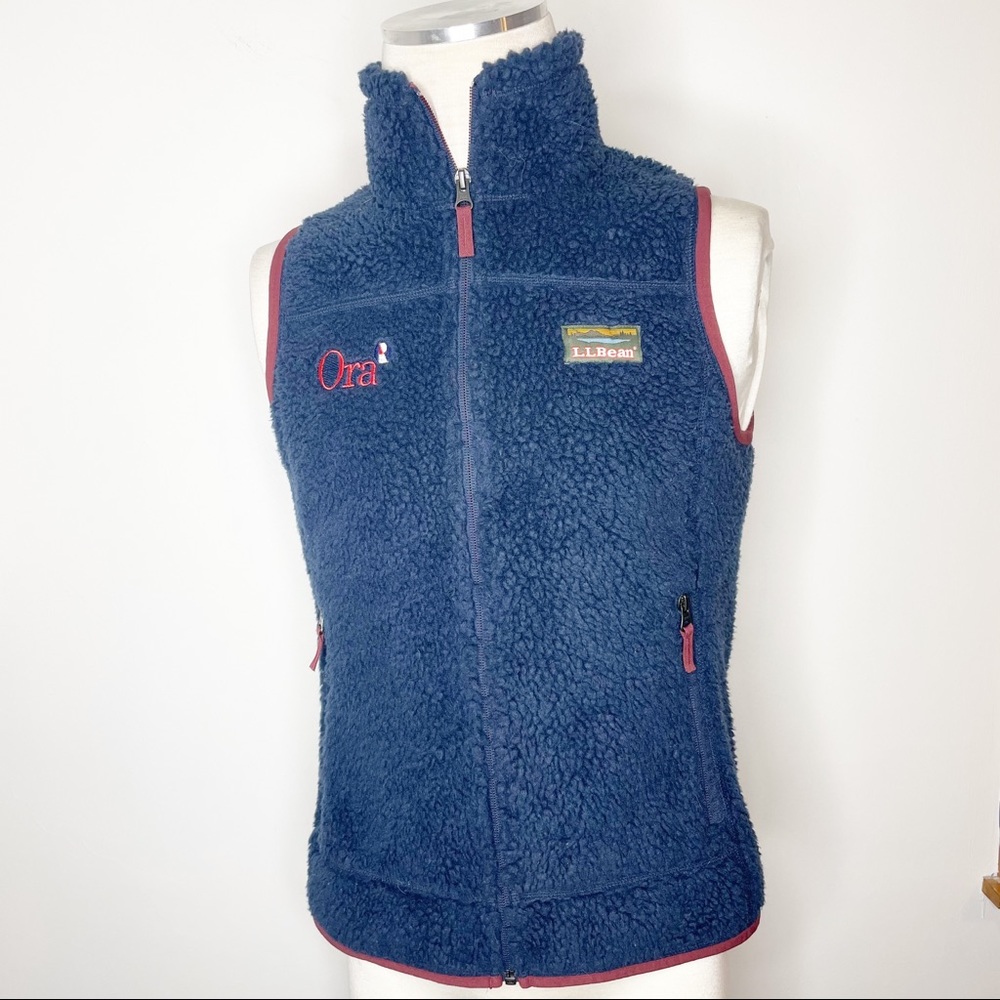 LL Bean Mens Size S Sherpa Mountain Pile Fleece Vest Blue Hiking Gorpcore